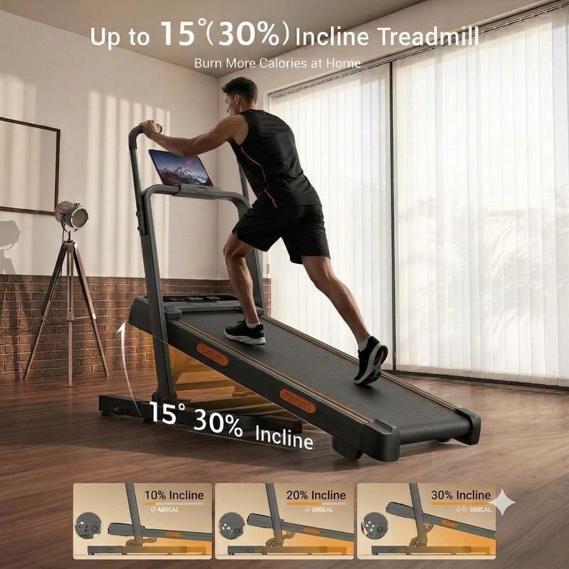 Walking Pad Treadmill, 30% Incline, 3HP Motor, 7.5MPH, Foldable, 350LBS Capacity
