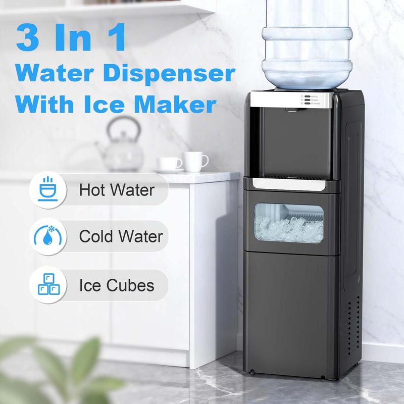 3-in-1 Countertop Water Cooler Dispenser with Built-in Ice Maker, Hot & Cold Water, Fits 3-5 Gallon Bottles