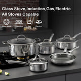 10-Piece Hybrid Cookware Set with Lids – Nonstick Stainless Steel Pots & Pans
