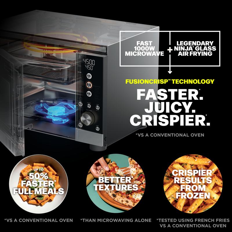 2-in-1 Microwave Oven with Air Fry, Countertop Glass Basket Cooker