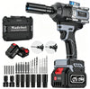 1000N.m Brushless Cordless Impact Wrench, All-Metal Cordless Impact Gun with 2 * 4.0Mah, 3-IN-1 Electric Impact Wrench with 5 Sleeves