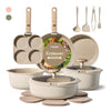 19Pcs Ceramic Cookware Set Nonstick with Detachable Handle