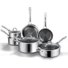10-Piece Hybrid Cookware Set with Lids – Nonstick Stainless Steel Pots & Pans